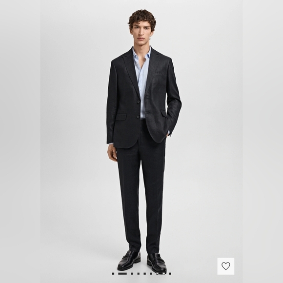 Mango Mens Slim Fit Tailored Sz 44 Black Linen Blazer. Unlined. 100% Linen NWT - Picture 2 of 11